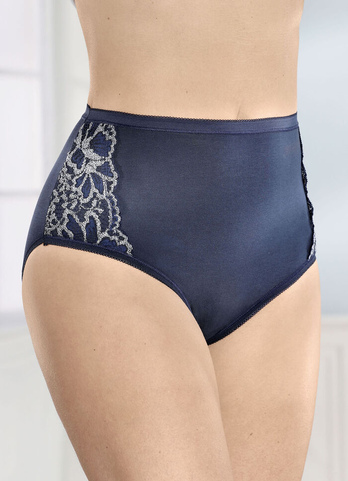 Viererpack Slips mit Spitzenbesätzen im Vorderteil 