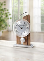 Hochwertige Tischuhr mit Holzgehäuse EICHE-SILBER