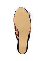 ELENA EDEN, schicke Damen-Pantoletten, Weite G, mit Kunstfellpompon BRAUN-SCHWARZ