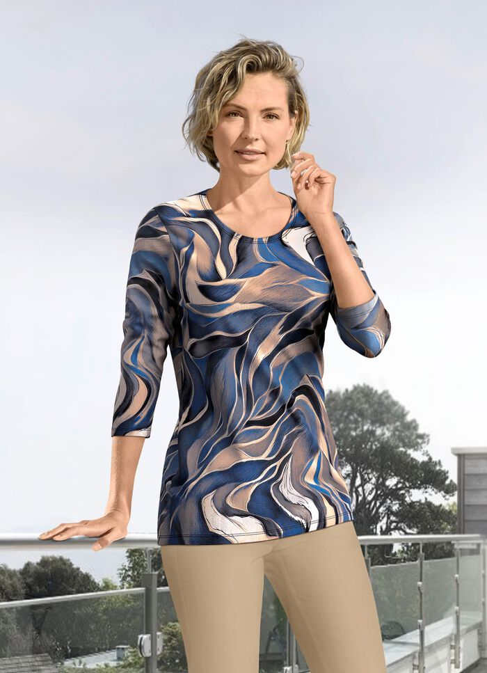 Shirt mit 3/4-langen Ärmeln in 4 Farben CAMEL-BLAU