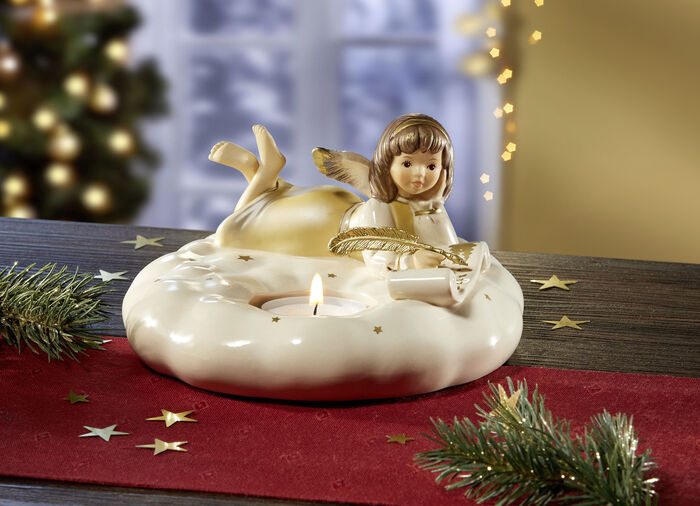 Goebel-Teelichthalter von Hand gefertigt und bemalt CHAMPAGNER