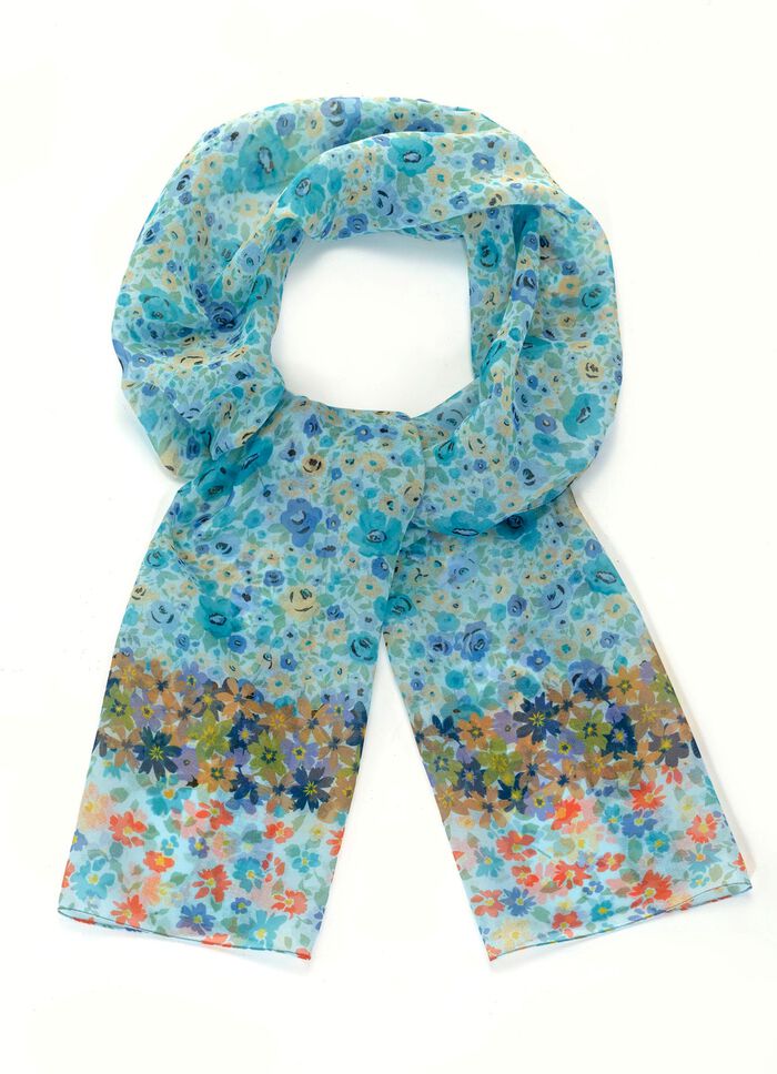 Schal mit Fantasiebl&uuml;ten-Dessin 