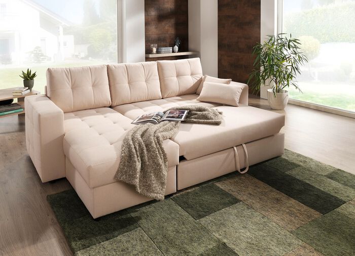 Polstermöbel mit Bettfunktion BEIGE