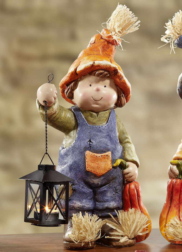 Herbstkinder mit Kürbis und Laterne BLAU-ORANGE-GRÜN