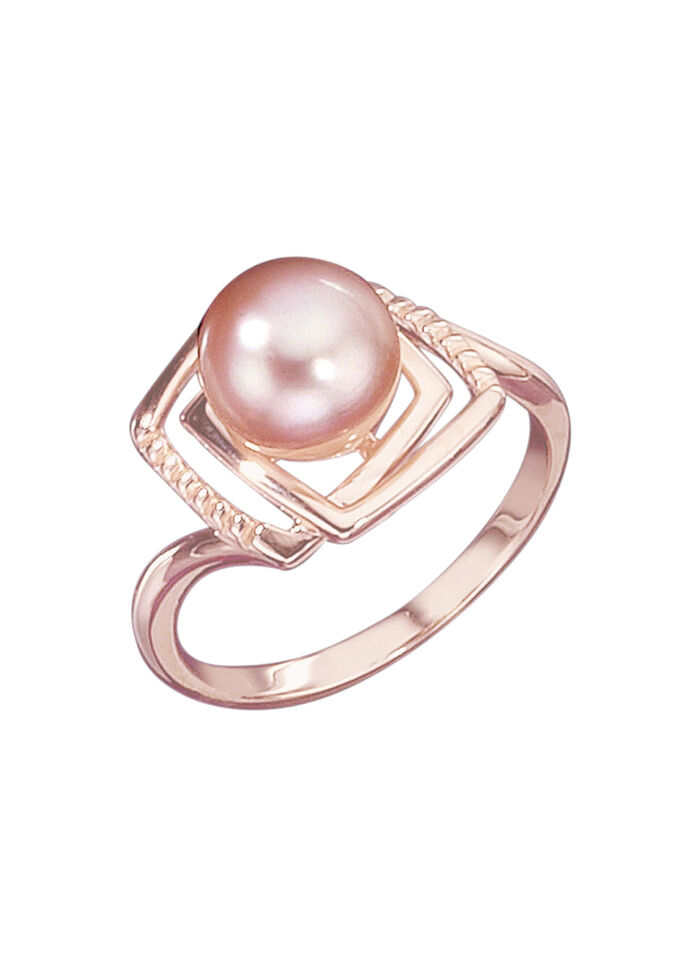 Rosevergoldeter Damenring mit Süßwasser-Zuchtperle 
