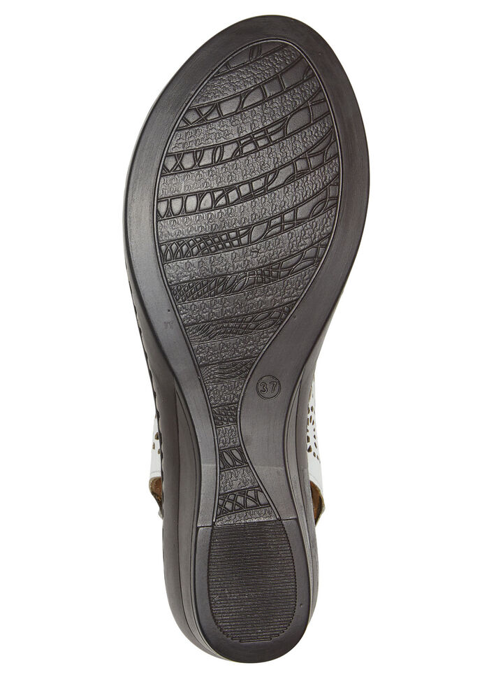 ELENA EDEN, sommerliche Damen-Sandaletten, Weite G, aus Leder WEISS