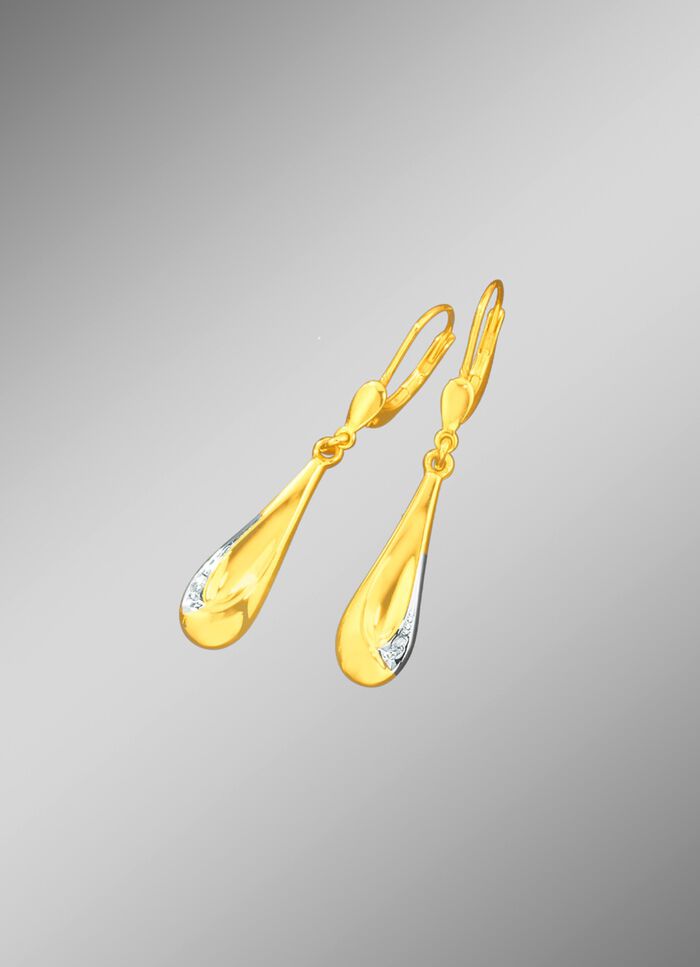 Dekorative Ohrringe in Bicolor mit Diamanten 