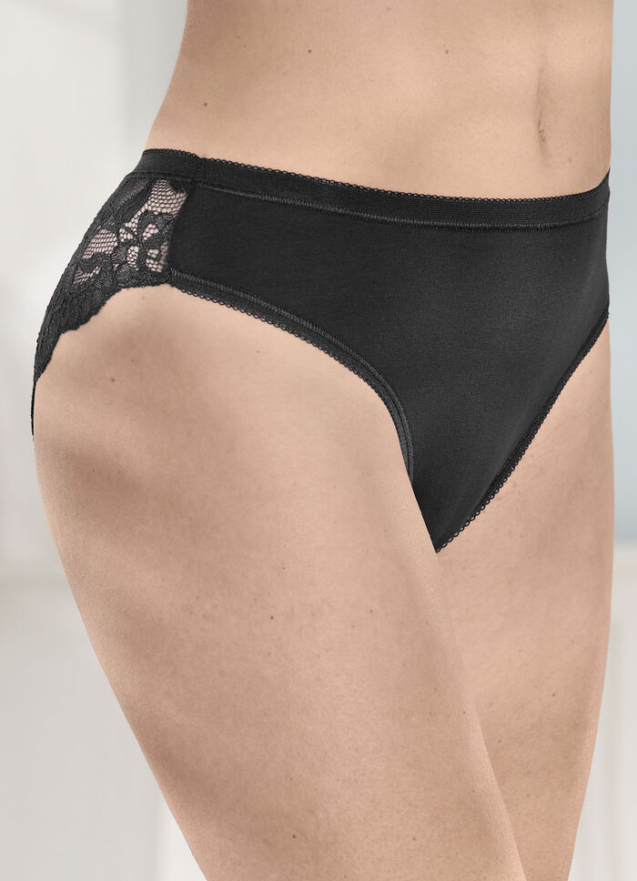 Laurina Viererpack Slips mit floraler Elastikspitze 