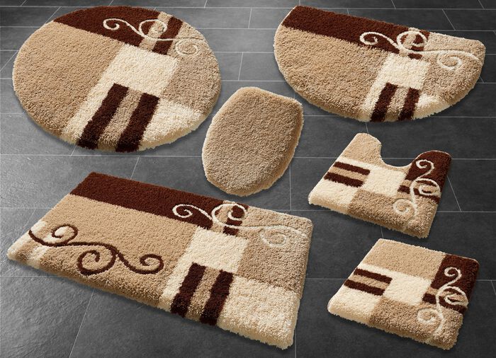 Badgarnitur mit rutschhemmend latexierter R&uuml;ckseite BEIGE