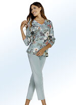 Schlafanzug, Langarm mit V-Ausschnitt JADE-BUNT