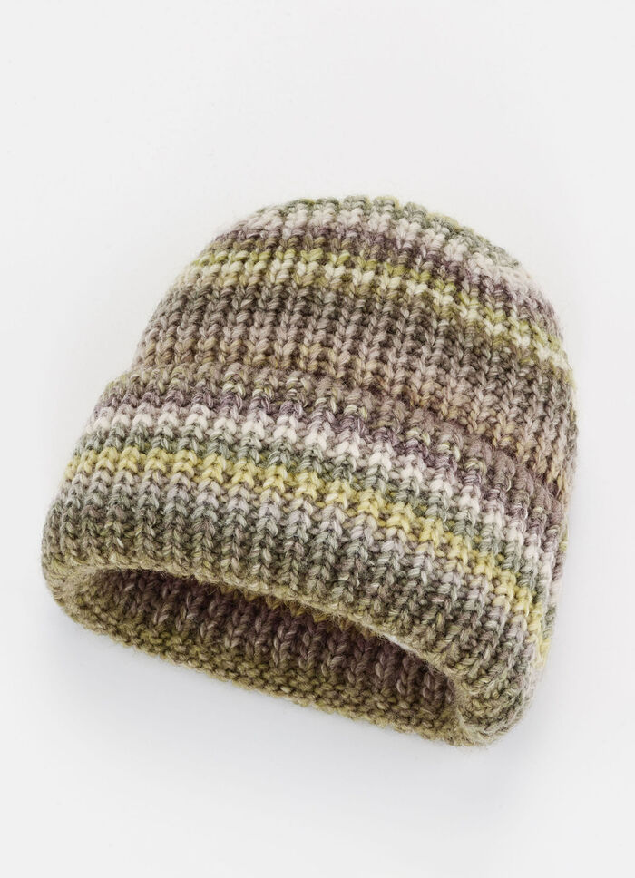Interessante Damen-Mütze, aus Grobstrick MULTICOLOR