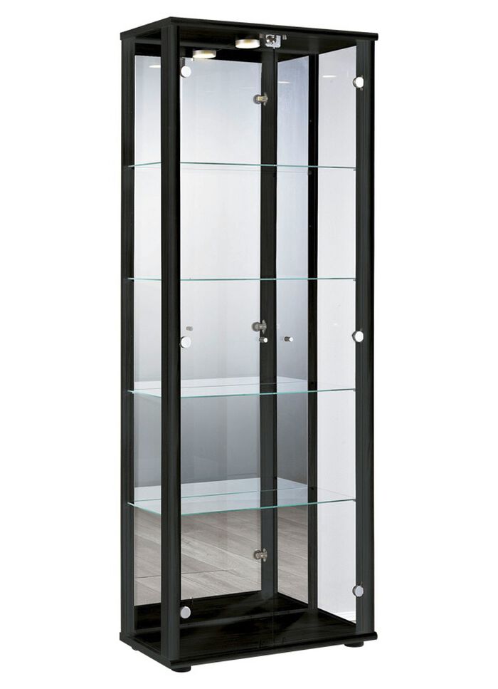 Vitrine, 2-t&uuml;rig, mit LED-Beleuchtung SCHWARZ