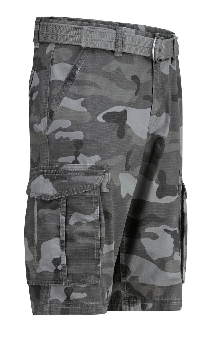 Bermudas mit Gürtel und Cargotaschen in 2 Farben ANTHRAZIT-GRAU