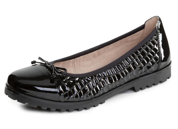 ELENA EDEN, elegante Damen-Ballerinas, Weite G, mit Gummizug SCHWARZ