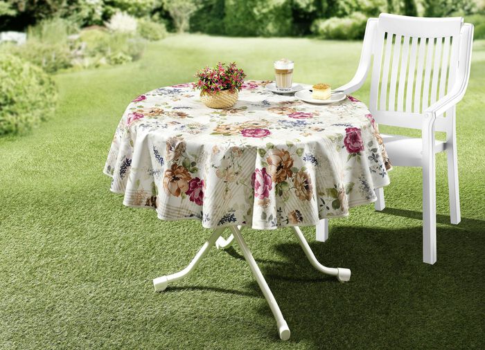 Wachstuch-Tischserie mit Blumen-Motiven 