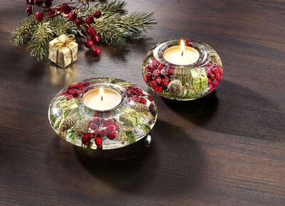 Teelichthalter aus mundgeblasenem Glas 