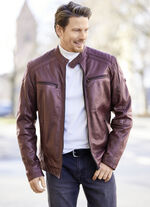 Lederkurzjacke mit Zierstepp 