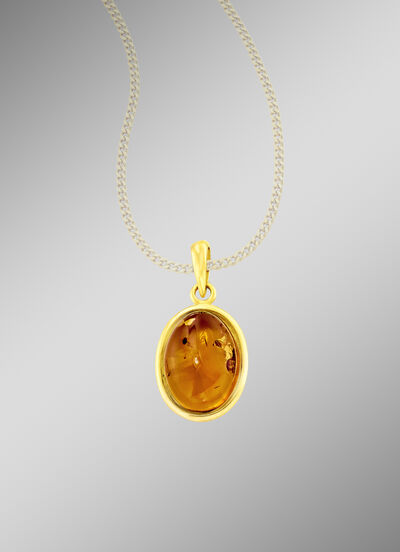 Klassischer Anhänger mit echt Bernstein 