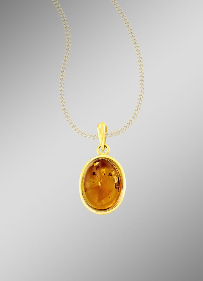 Klassischer Anhänger mit echt Bernstein 