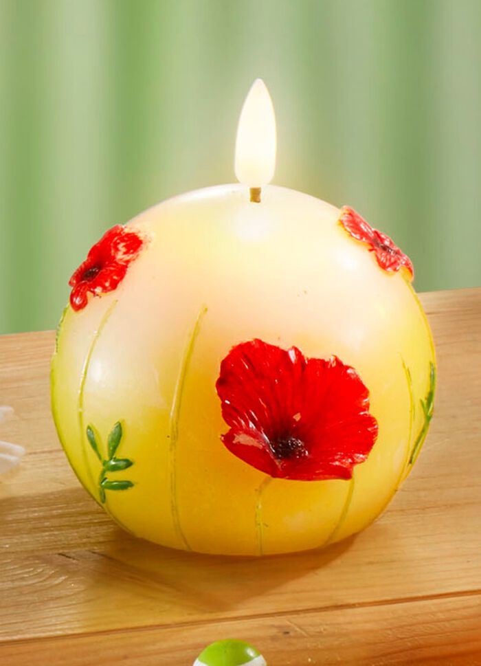 LED-Echtwachskerze, 2er-Set CREME-ROT