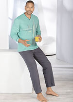 Schlafanzug mit V-Ausschnitt und offenen Abschlüssen 