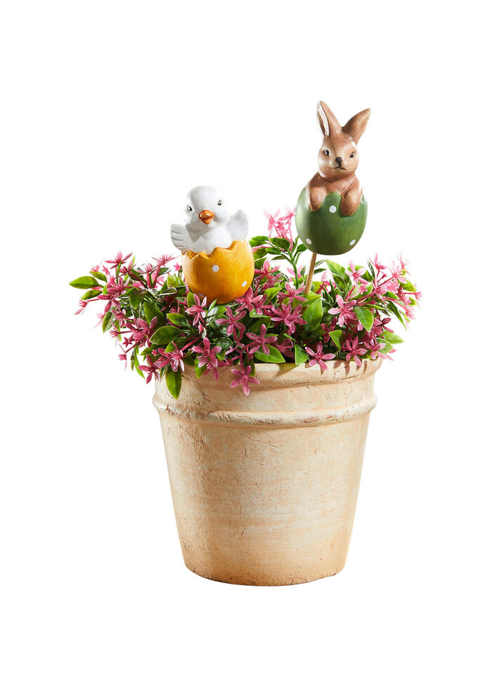  Fr&uuml;hlingsdekoration 2er-Set, aus Terrakotta GR&Uuml;N-ORANGE