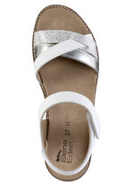 ELENA EDEN, modische Damen-Sandale, Weite H, mit herausnehmbarem Fußbett WEISS-SILBER