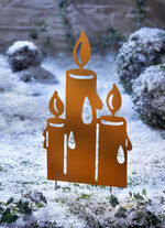 Gartenstecker Kerzen aus Metall in Rost-Optik 