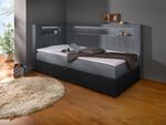 Boxspringbett mit integrierter LED-Beleuchtung SCHWARZ-GRAU