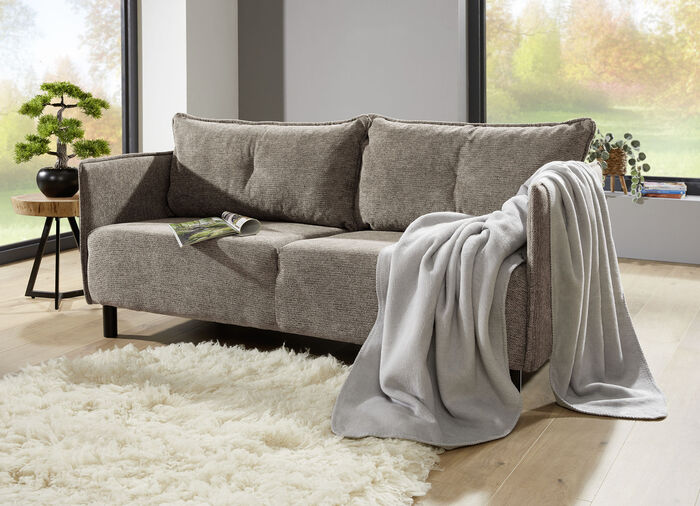 Polstermöbel mit dekorativem Velours-Bezug GRAU-BRAUN