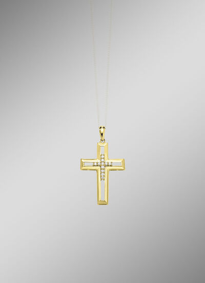 Durchbrochener Kreuz-Anhänger mit Brillanten 
