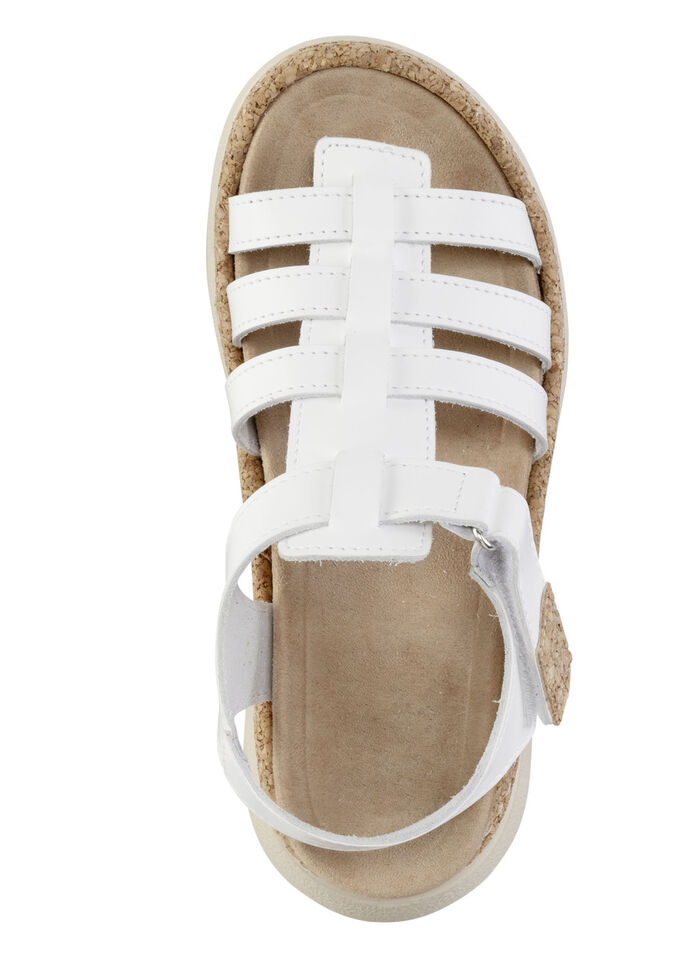 Stegspangen-Sandale mit Kork-Besätzen WEISS