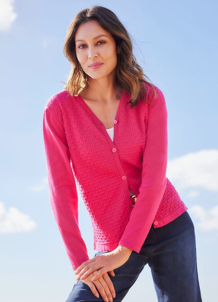 Strickjacke mit Strukturdessin 