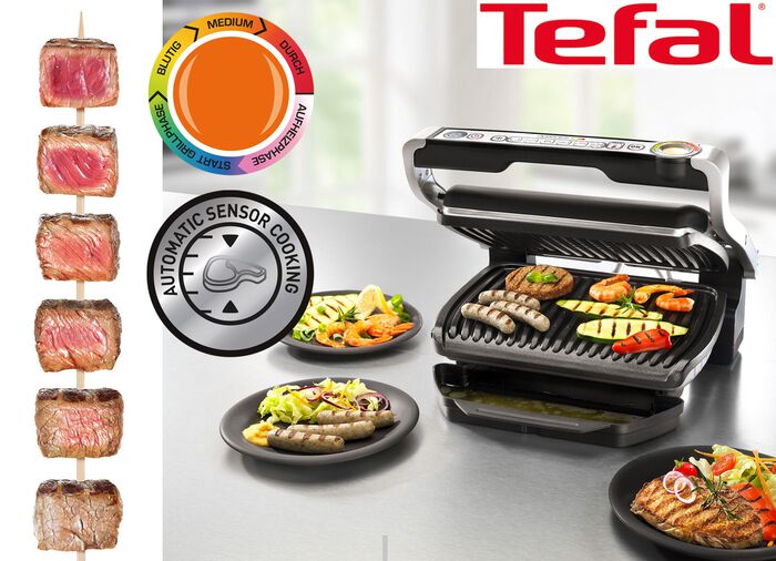 Tefal Tischgrill aus geb&uuml;rstetem Edelstahl 