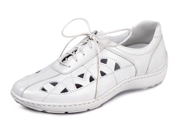 Waldl&auml;ufer, sommerliche Damen-Schn&uuml;rschuhe, Weite H, mit herausnehmbarem Fu&szlig;bett NATURWEISS