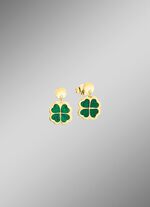 Kleeblatt-Ohrstecker mit echt Malachit 