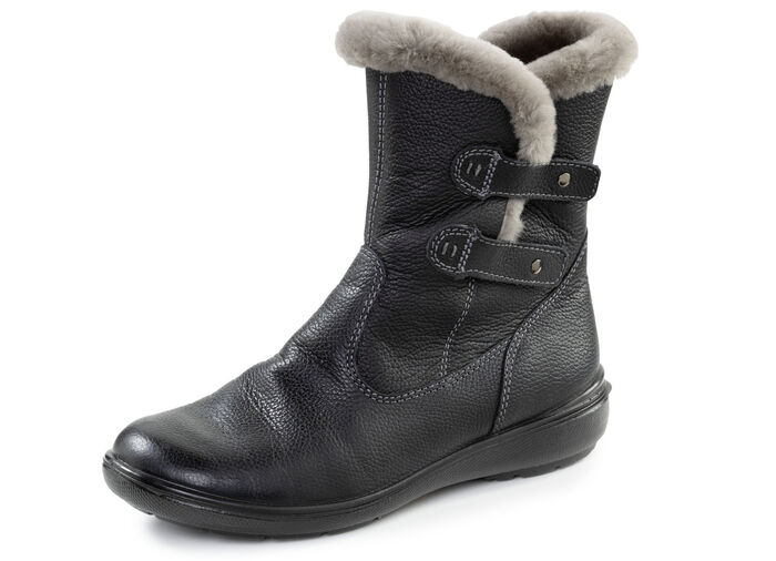 Gefütterte Damen-Stiefeletten, Winterschuhe, mit Lammfell SCHWARZ