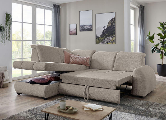 Polsterecke mit Funktion und verstellbaren Kopfstützen BEIGE
