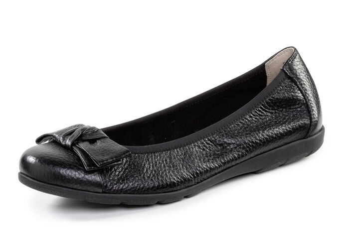 Caprice, schicke Damen-Ballerinas, Weite G, mit Gummizug SCHWARZ