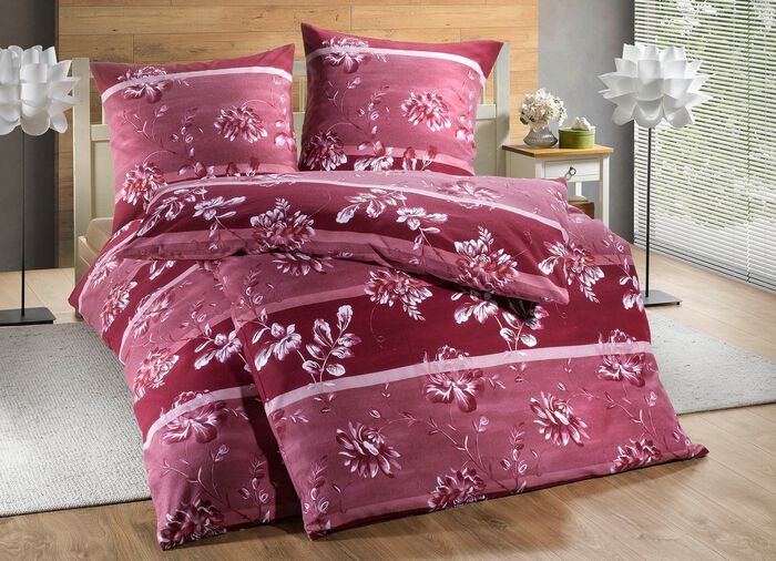 Feinbiber Bettw&auml;sche-Garnitur BURGUND