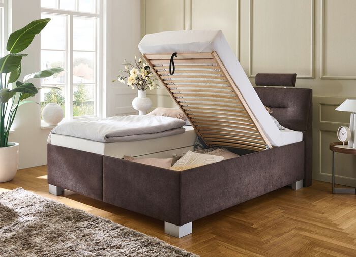 Polsterbett mit Einbaulattenrost und Bettkasten 