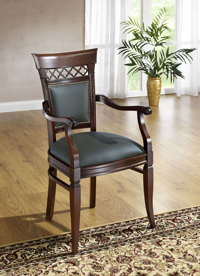 Massive, hochwertige Sitzmöbel DUNKELGRÜN-NUSSBAUM