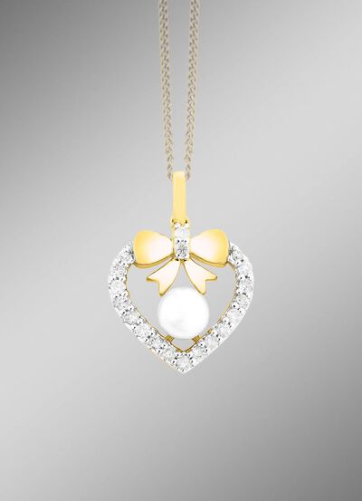 Anh&auml;nger mit 19 Brillanten und S&uuml;&szlig;wasser-Zuchtperle 