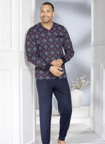 Schlafanzug mit V-Ausschnitt und Bündchenabschlüssen 