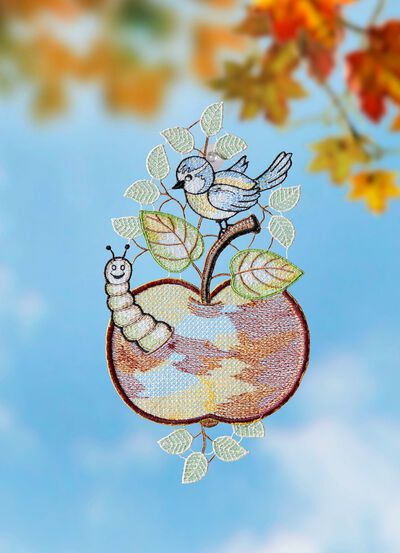 Fensterbild aus echter Plauener Spitze 