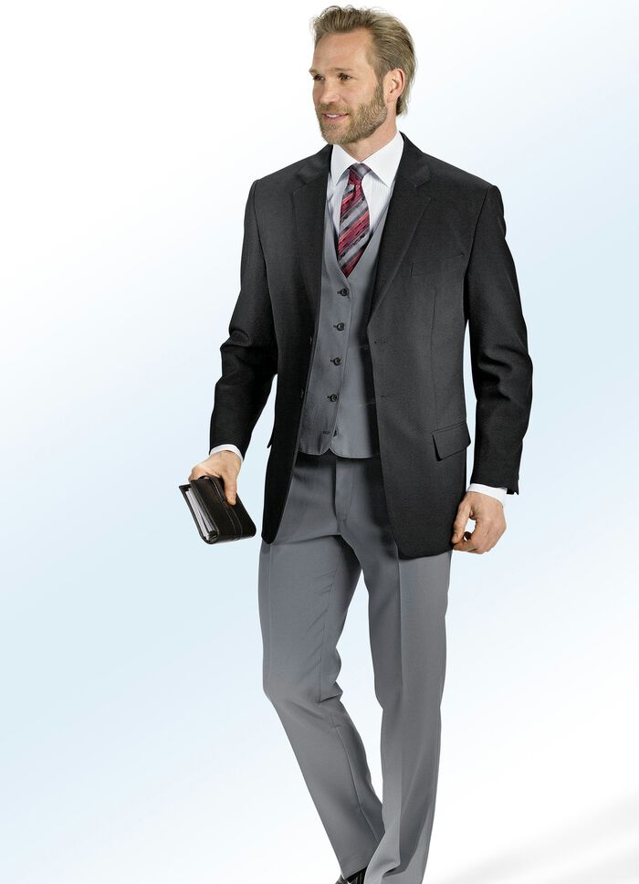 Anzug mit Wendeweste und zwei Hosen SCHWARZ-SILBERGRAU