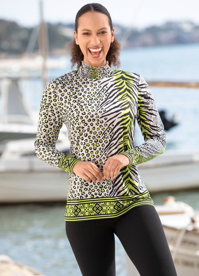 Shirt mit farbbrillantem Allover-Dessin in 2 Farben 