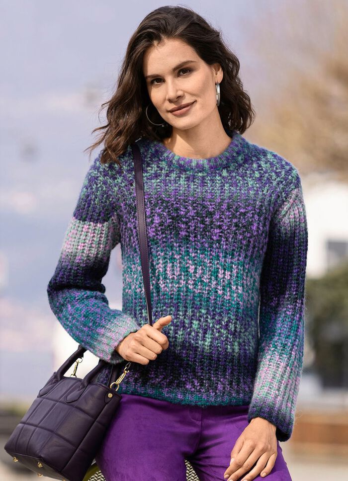 Pullover mit Alpaka und tollem Farbverlauf LILA-GRÜN-MULTICOLOR