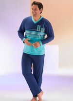 Schlafanzug mit V-Ausschnitt und Ringeldessin 