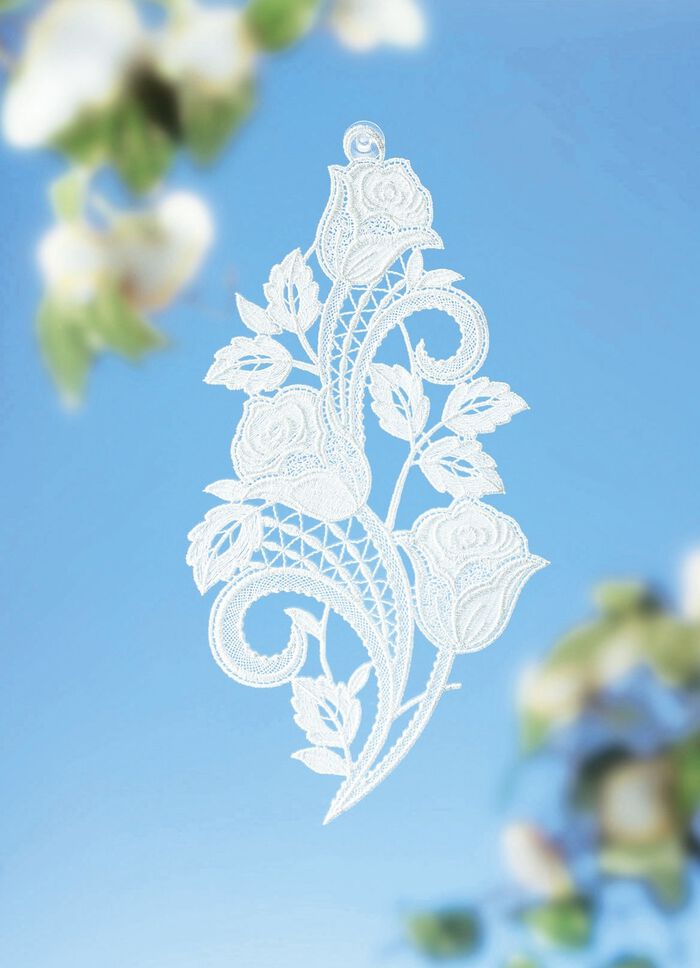 Edle Tischdekoration aus echter Plauener Spitze WEISS